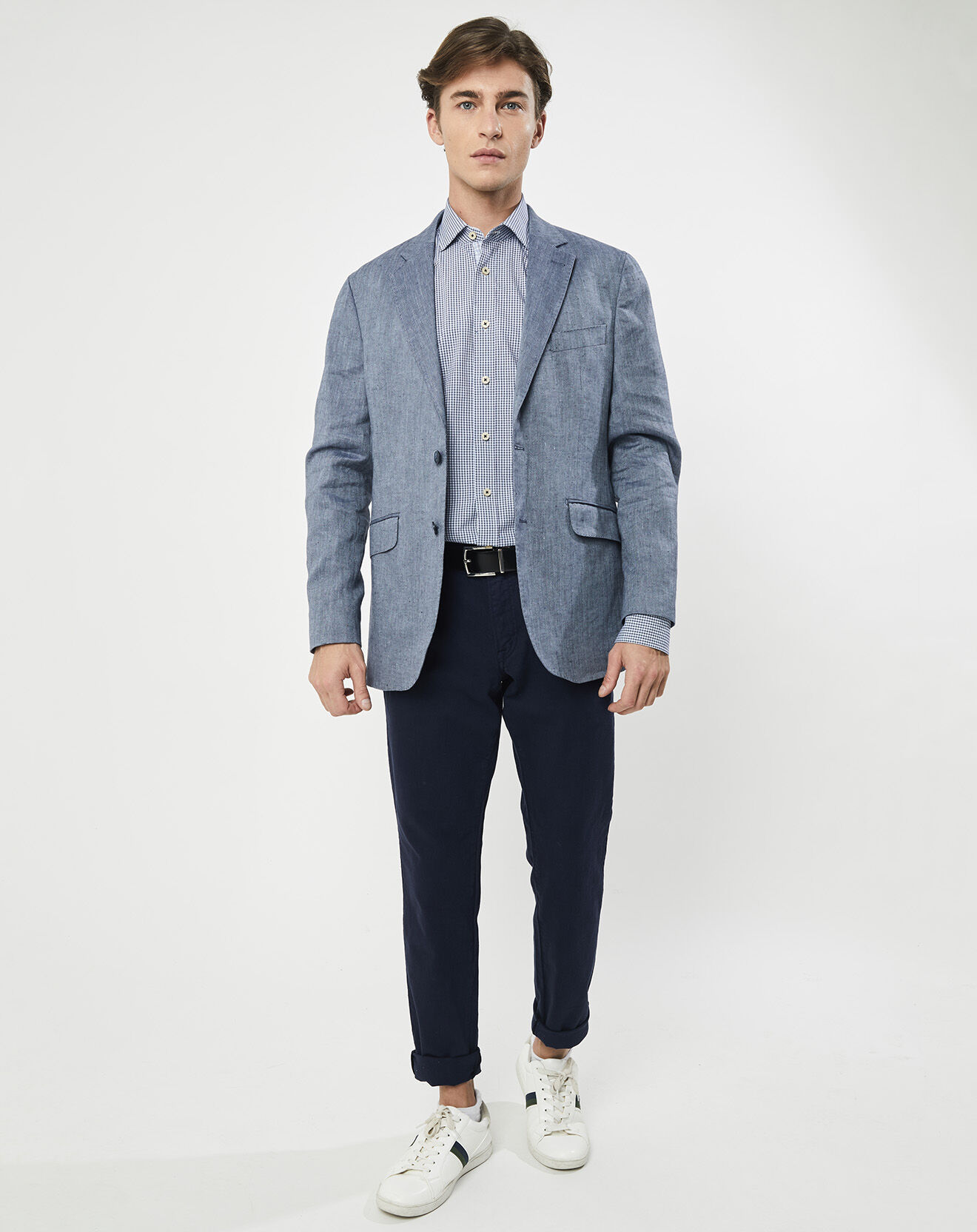 Hackett London Veste en Lin mélangé Armur imprimé chevon  bleue