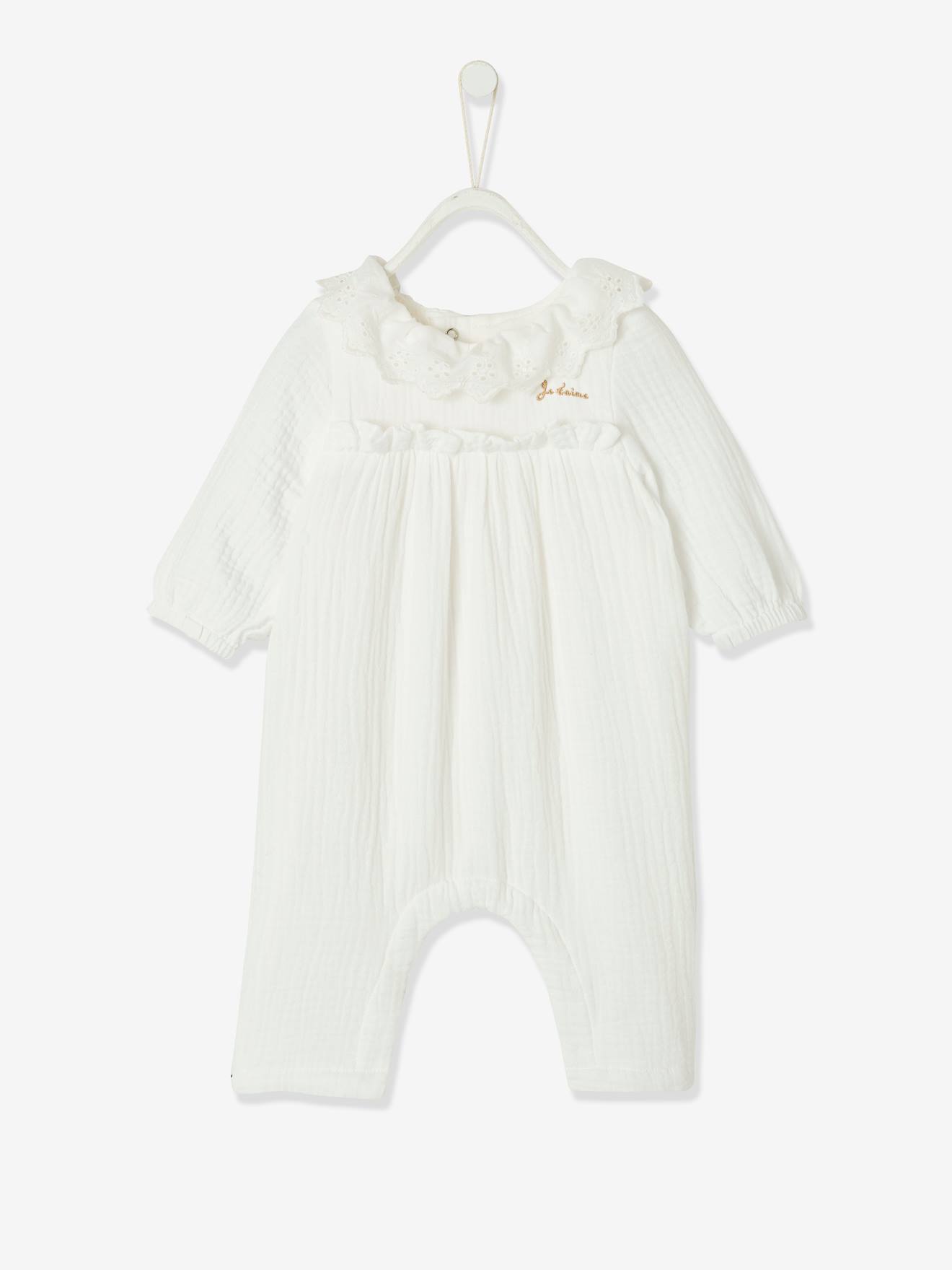 Macacão infantil rosa em chiffon de algodão, cor de maquiagem, com forro.