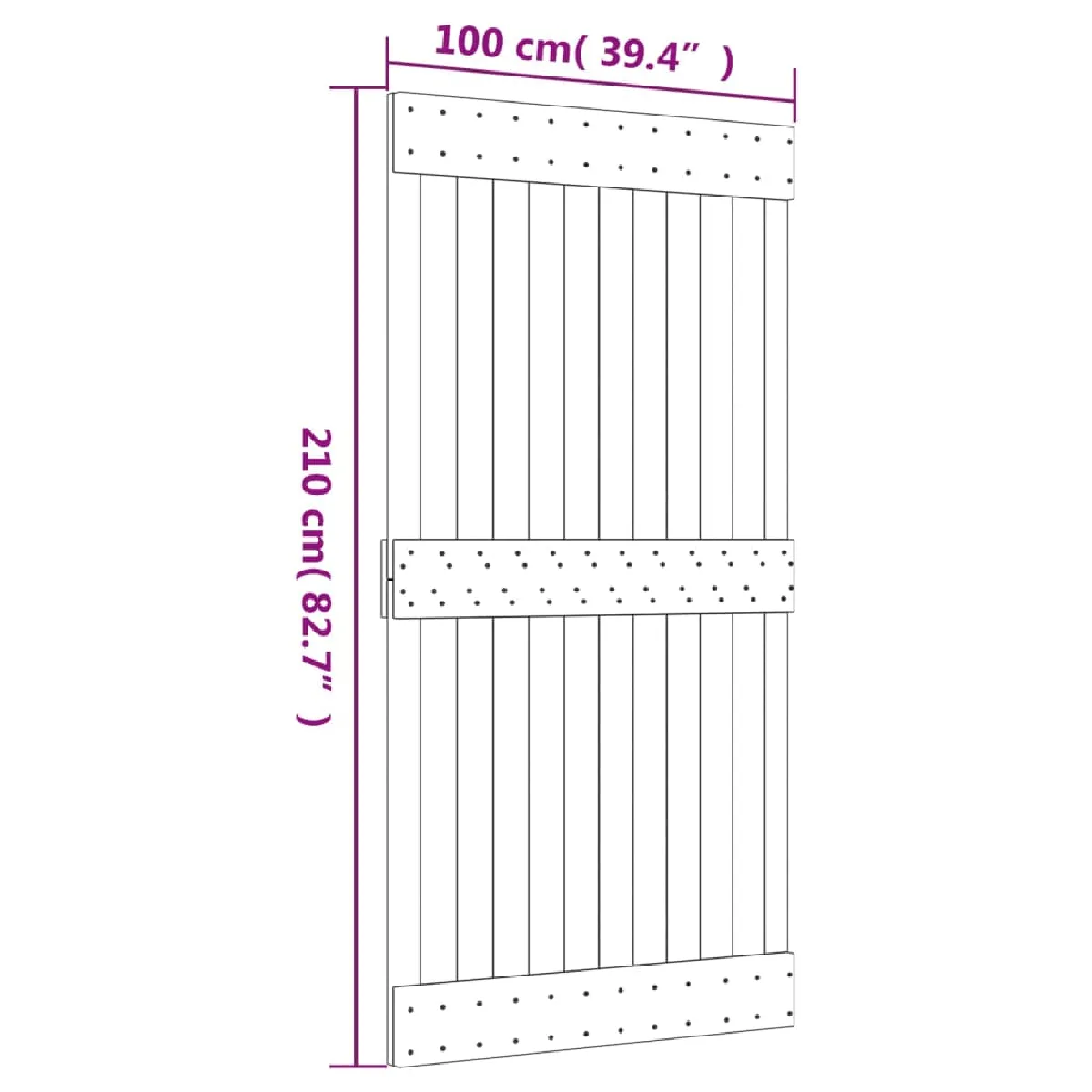 vidaXL Porte coulissante en pin massif - 100x210 cm