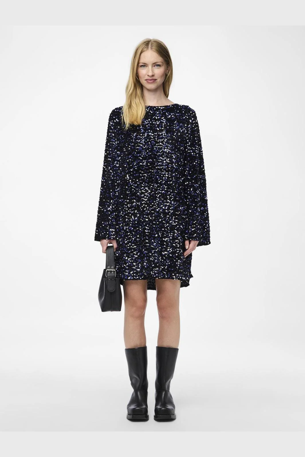 Pieces Pckam Ls Deep Back Bow Dress 4617671 black bellweather sequins