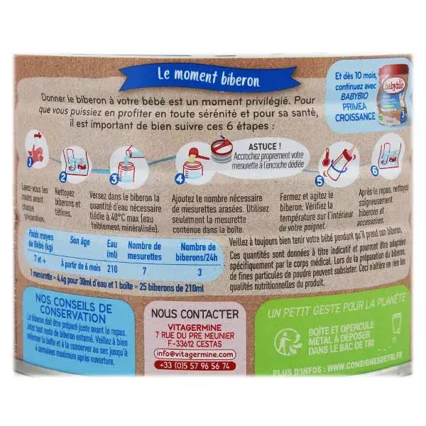 Babybio Primea Leite Infantil Orgânico 2ª Etapa 800g