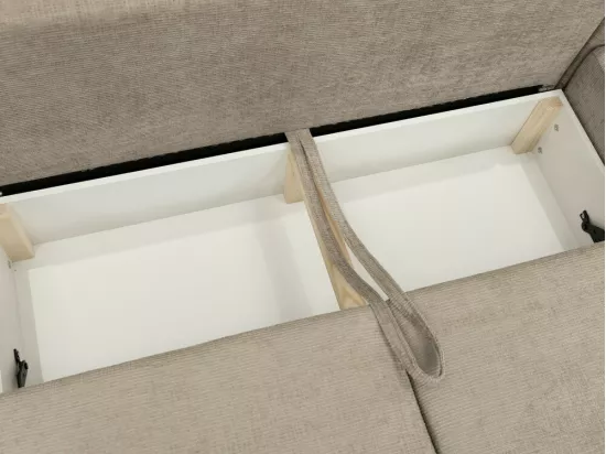 Canapé d'angle Stonecrest 105, Brun clair, Fonction de couchage, Boîte de literie, 258cm
