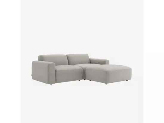 HABITAT - Canapé d'angle modulable en tissu - Gris perle - Cremi