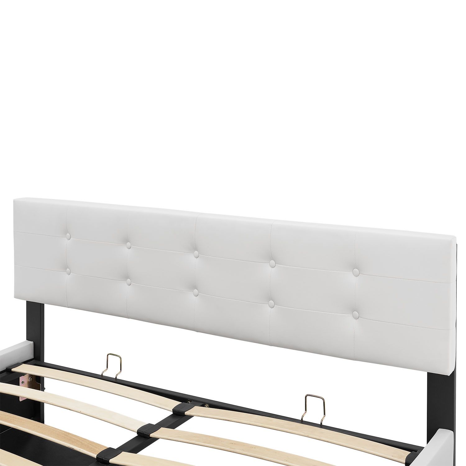 Juskys Polsterbett Marbella 140x200 cm weiß mit Bettkasten & Lattenrost – Bett mit Holzgestell