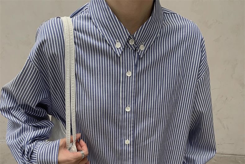 SIMPLE BLACK - Gestreept overhemd met lange mouwen