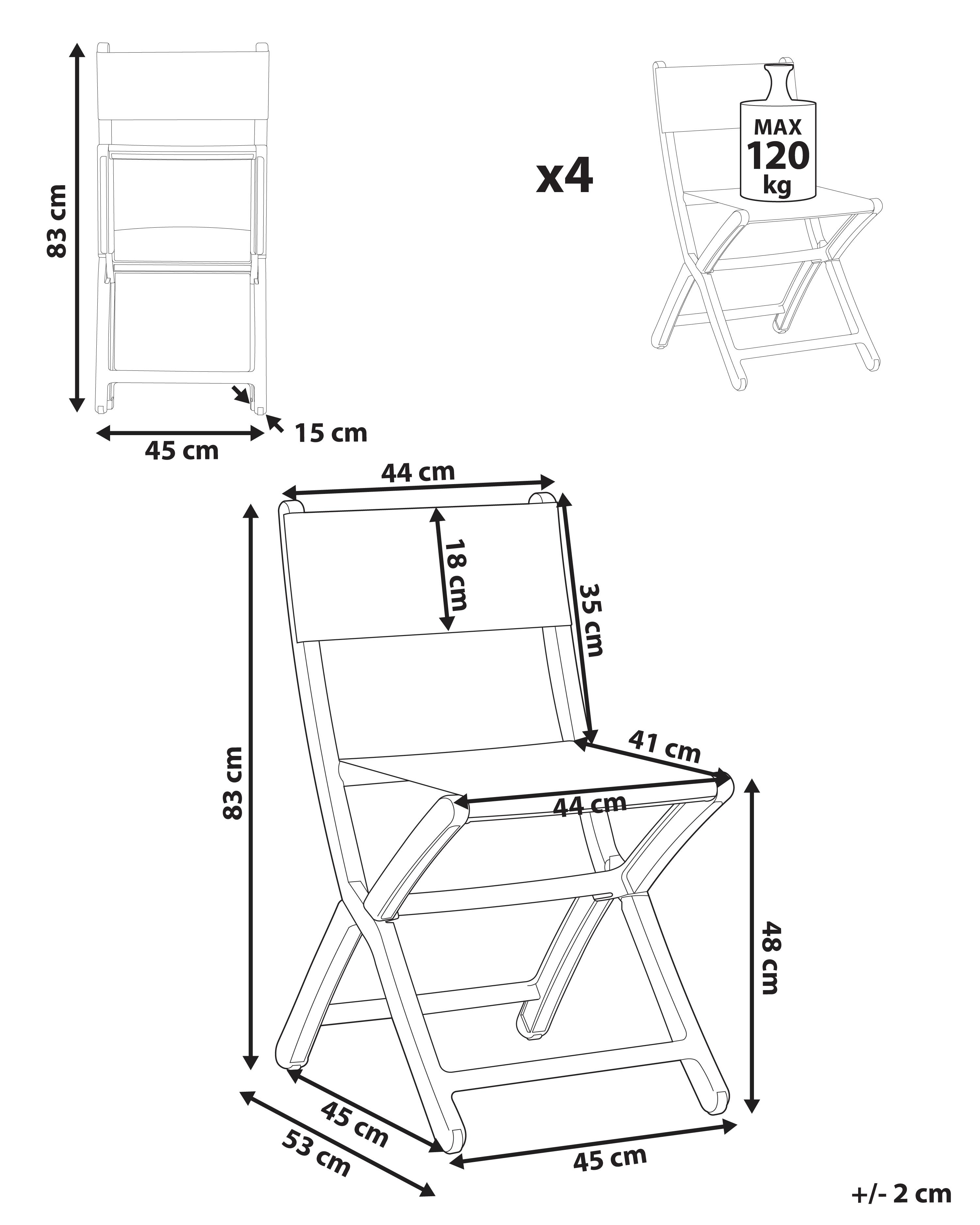 Set van 4 tuinstoelen TALCA inklapbaar Koraalrood