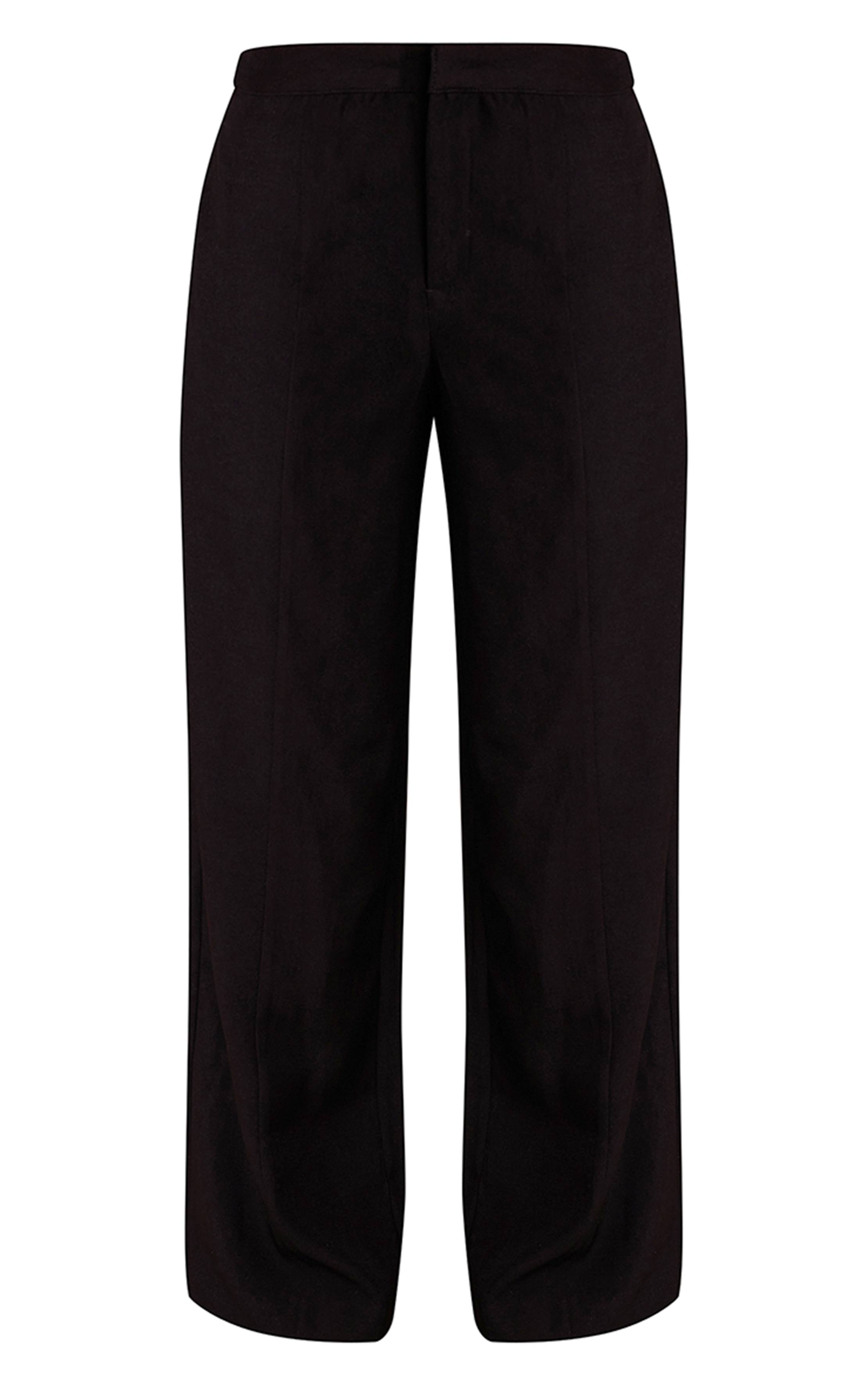 Noir Pantalon Tailleur Tissé Avec Détails De Coutures