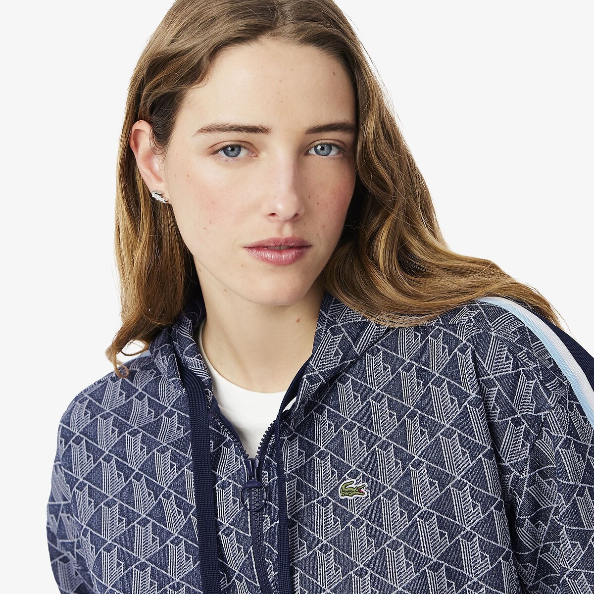 LACOSTE<br>Moletom com capuz em jacquard com monograma e zíper