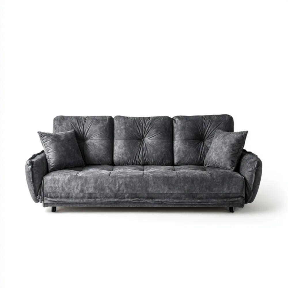 3-Sitzer-Sofa Lederoptik 210x90x85 cm – Dunkelgrau – Modernes Design