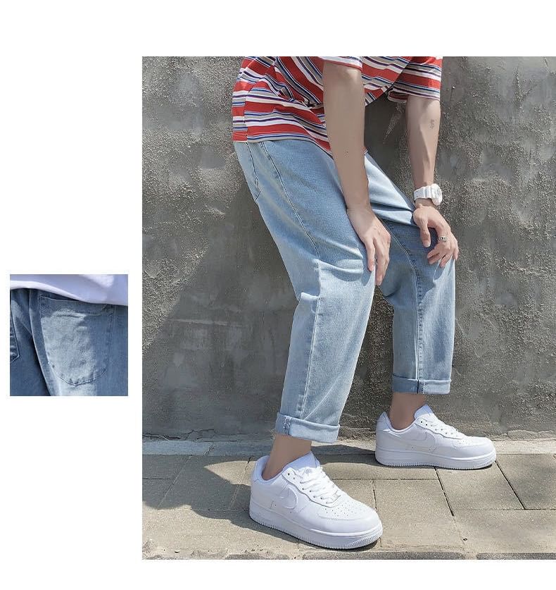 Sinlarity - Gewassen rechte jeans met trekkoord in de taille