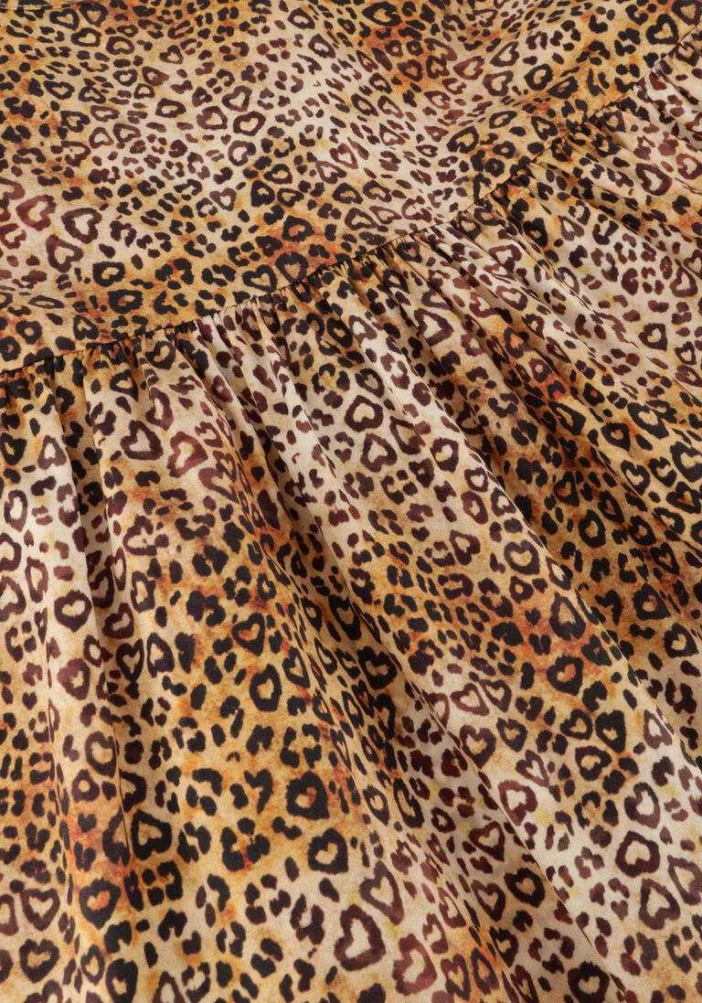 DAILY BRAT bruine daily brat midi jurk leopard heart dress