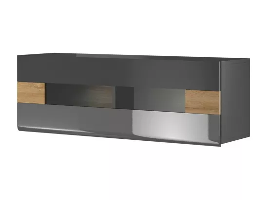 Vitrine suspendue horizontale collection OHIO coloris gris anthracite et chêne.