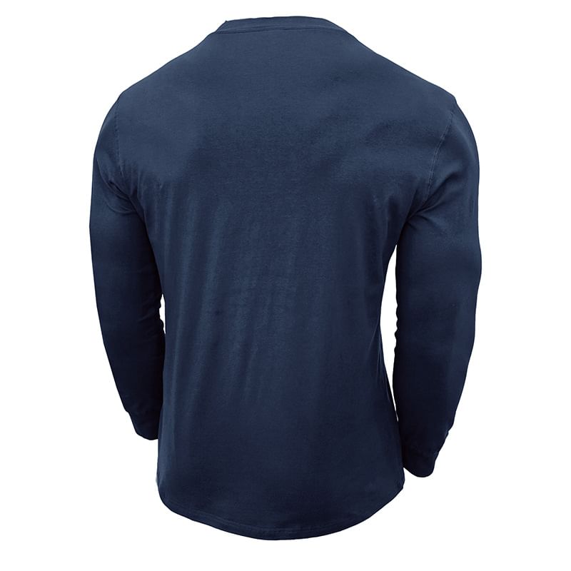 Dubbel Wit - Henley effen T-shirt met lange mouwen