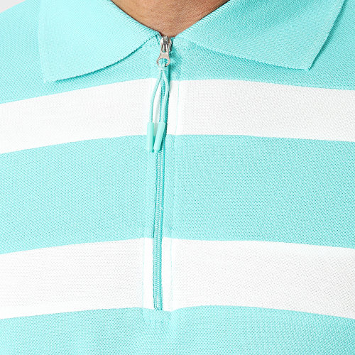 Polo Manches Courtes Bleu Clair Blanc