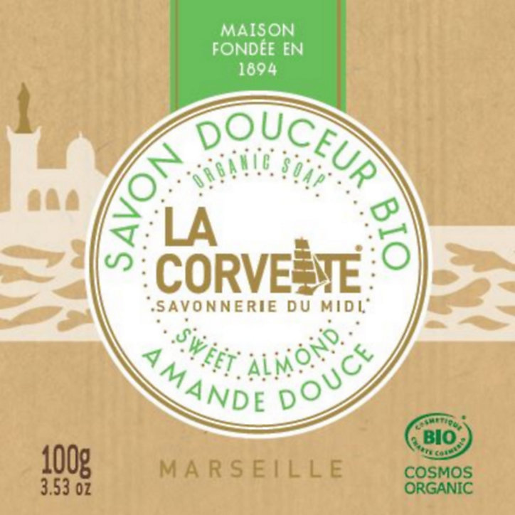 Savon douceur bio La Corvette Savonnerie du midi amande douce 100g