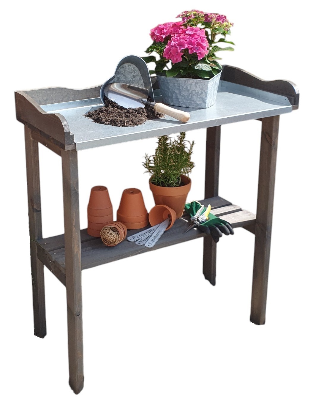 promadino Pflanztisch mit verzinkter Arbeitsfläche, BxTxH: 84x38x90 cm