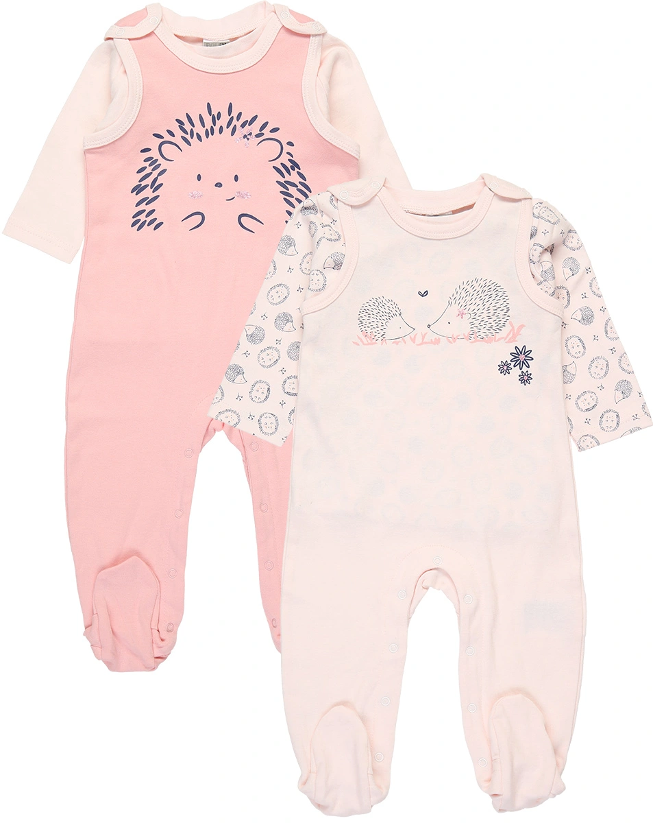Strampler IGEL mit Langarmshirt 2er-Pack in rosa