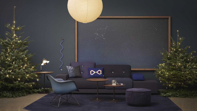 Vitra Polder bank blauw armleuning links