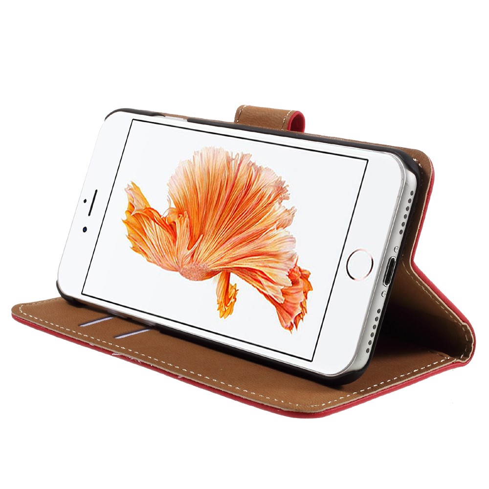 iPhone SE (2022/2020) / 8 / 7 Echtleder Tasche Flip Cover mit Karten Etui - Rot
