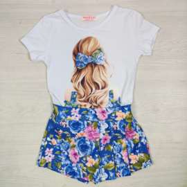 Flower short set - blauw