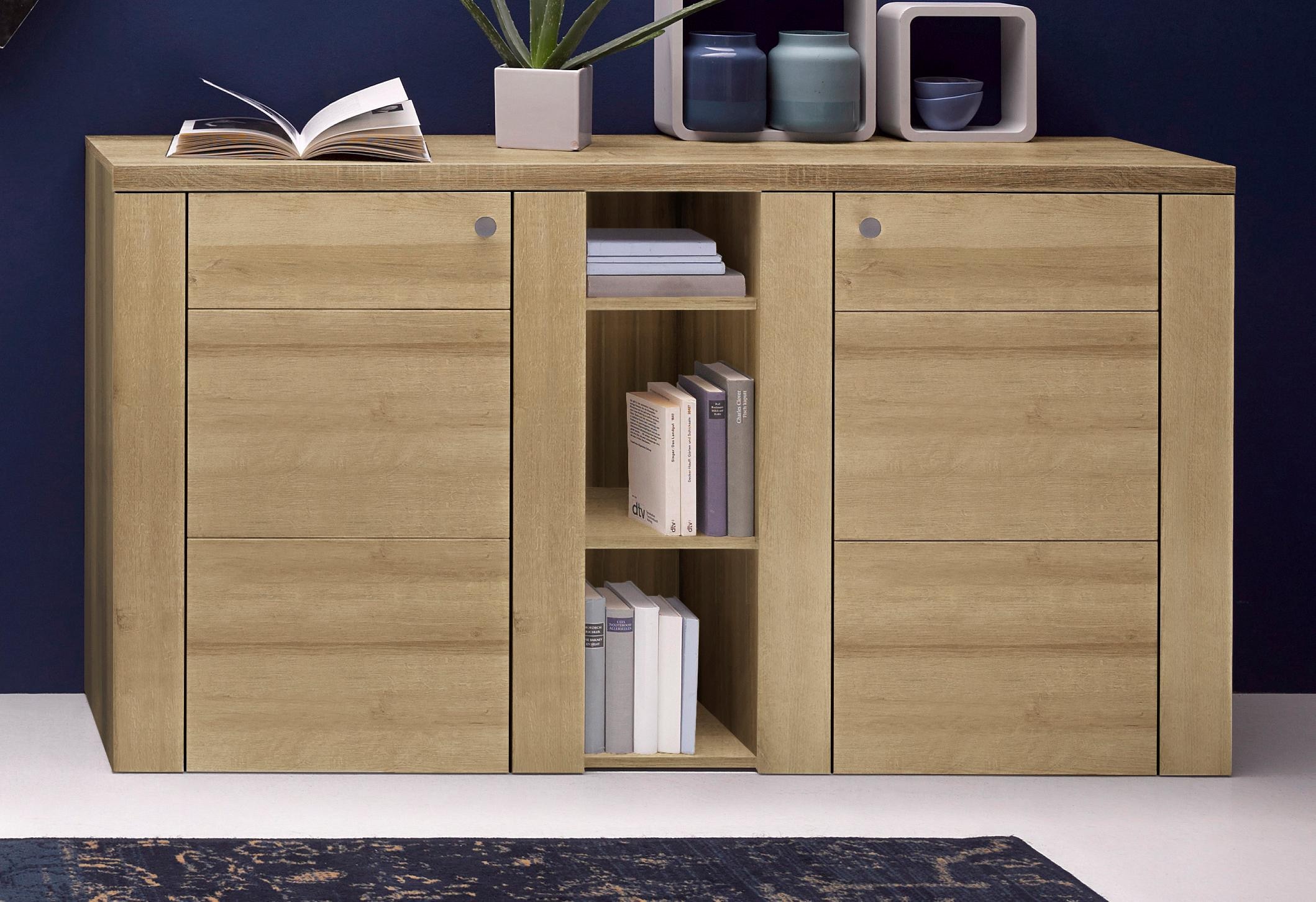 Home affaire Sideboard »Larona, zeitlose Kommode mit 2 Türen, Türkommode, Breite 155 cm,« Höhe 84 cm, viel Stauraum, Anrichte mit dekorativer Rahmenoptik