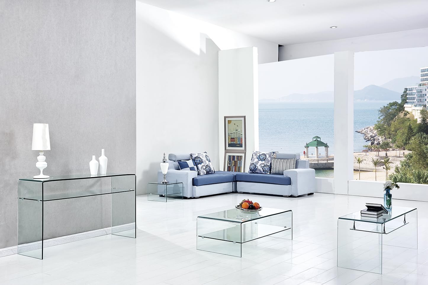 Meubletmoi Konsole aus gehärtetem Glas - transparentes Regal - schlankes Design Eingangstisch - Ice