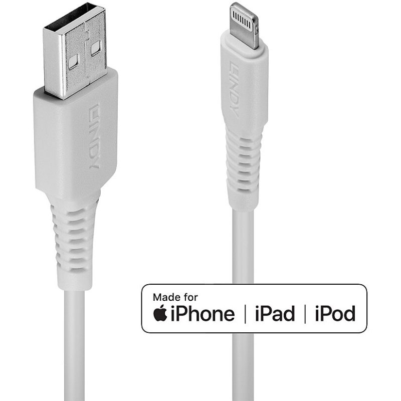 Lindy Câble USB Type A vers Lightning, Blanc, 0.5m