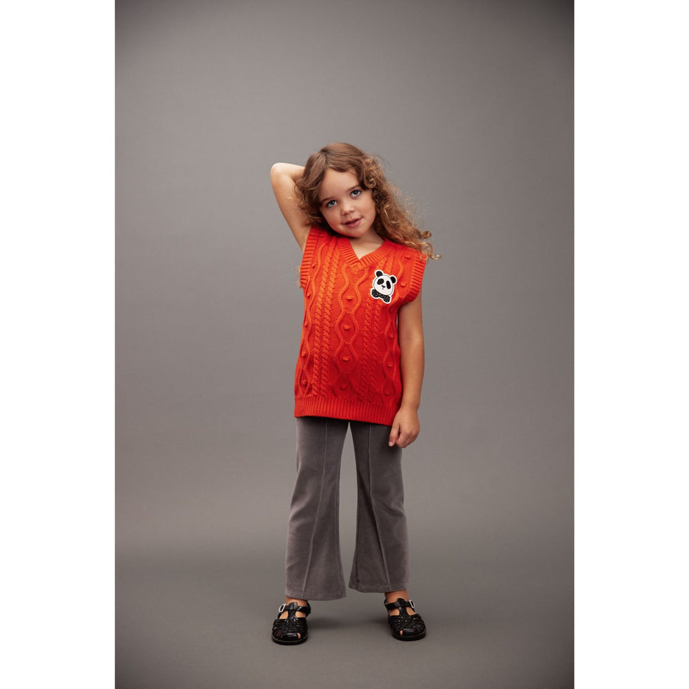 Køb Mini Rodini Red Panda Patch Cable Strik V-Neck Slipover