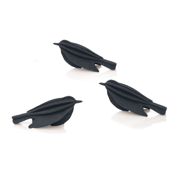 Mini oiseaux en bois à assembler 5 cm noir x3