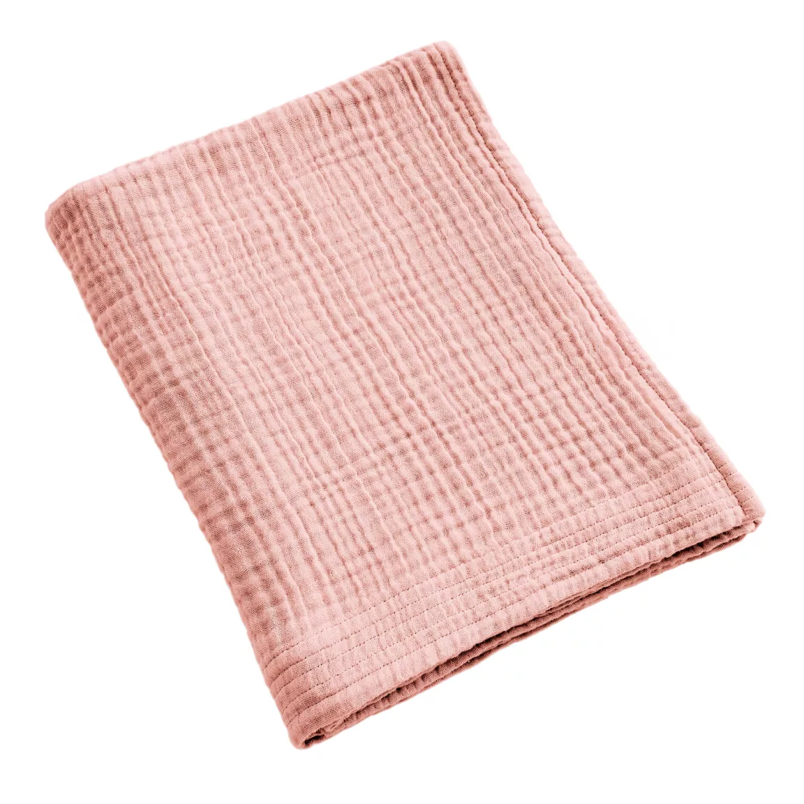 Serviette de bain gaze de coton (90 x 150 cm) Gaïa Rose pêche
