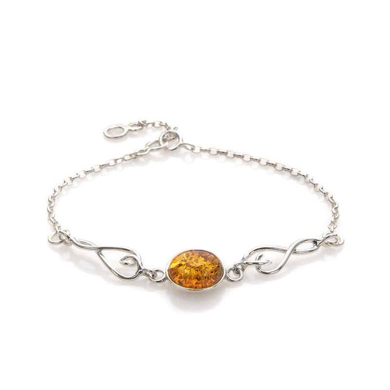Bracelet argent ambre cognac