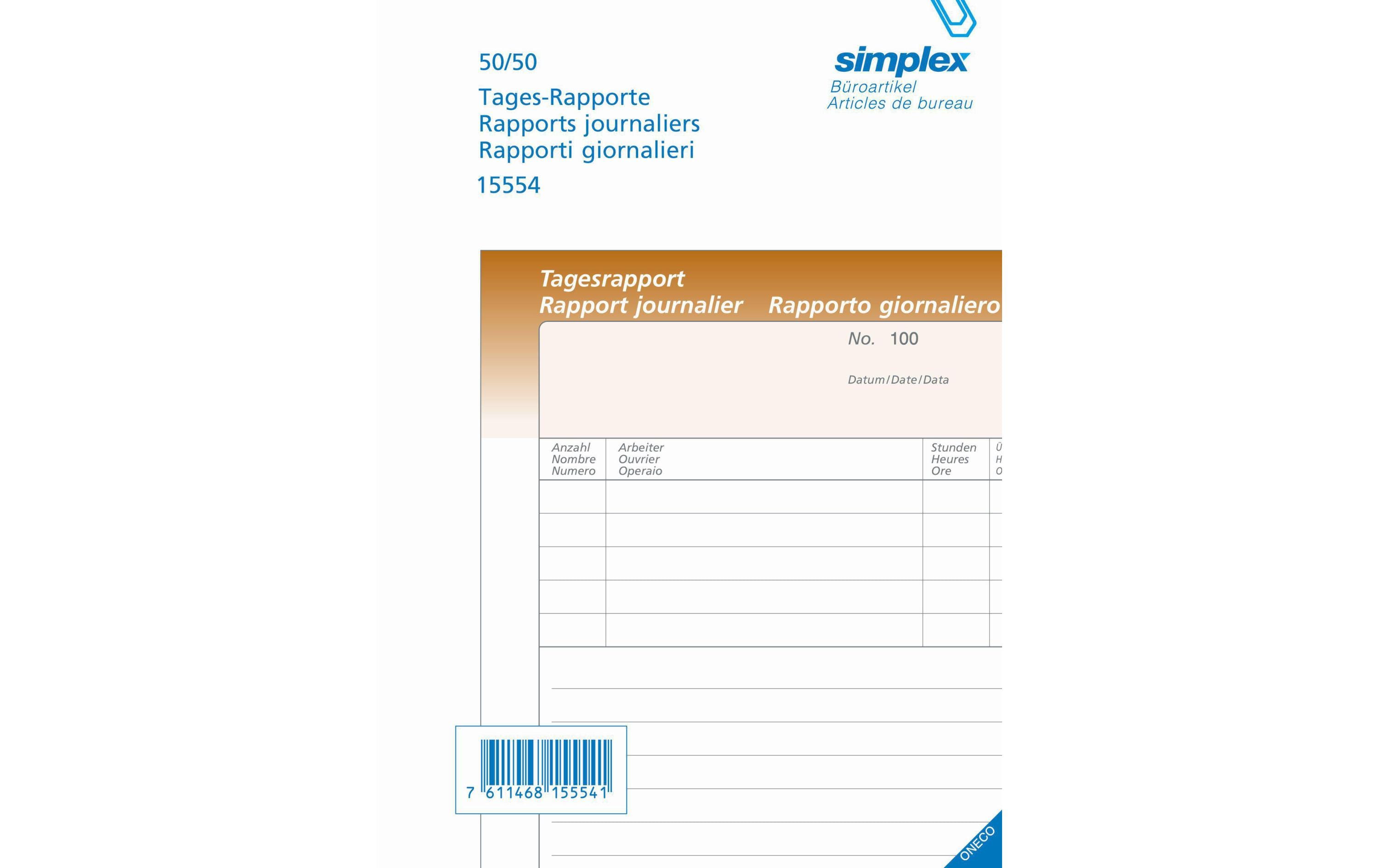 Durchschreibeblock Tagesrapport D/F/I A5Schreibblock
