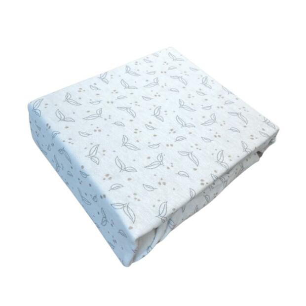 Drap Housse Jersey 50x90 cm Feuillage Blanc - FEE MOI DORMIR