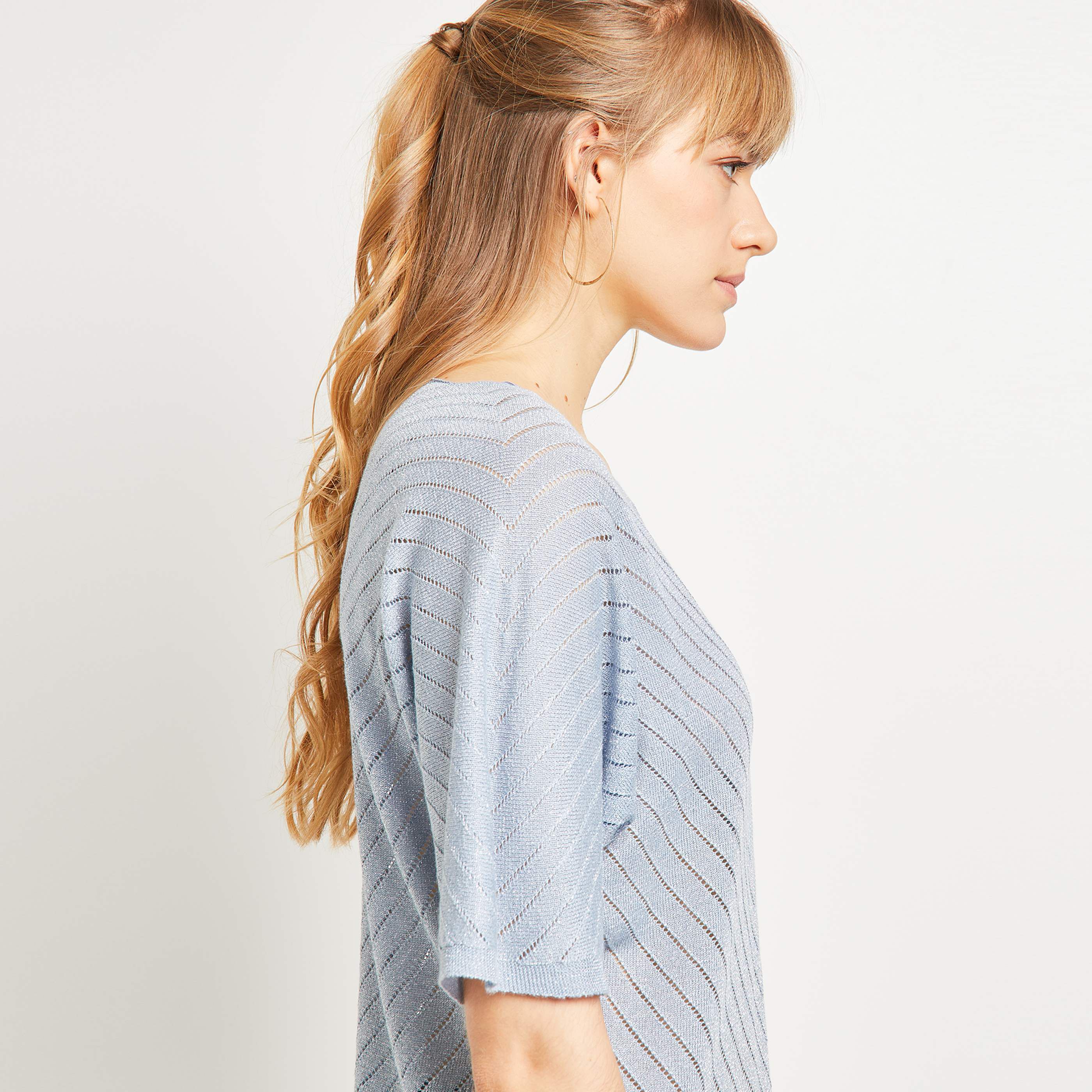 Pull ajouré femme - BLEU