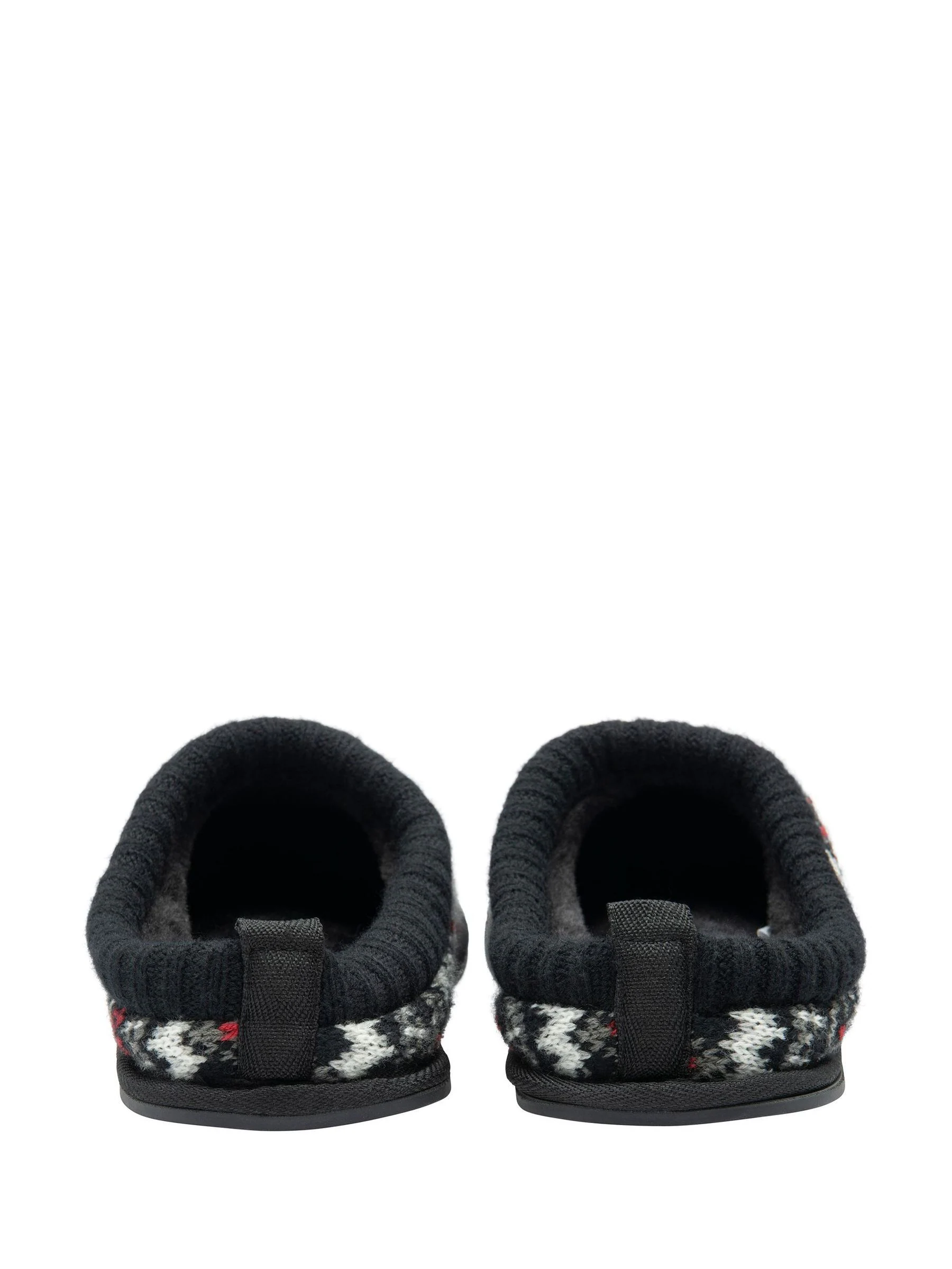 Wit - Dunlop heren pantoffelmuiltjes met Fairisle-patroon en warme voering