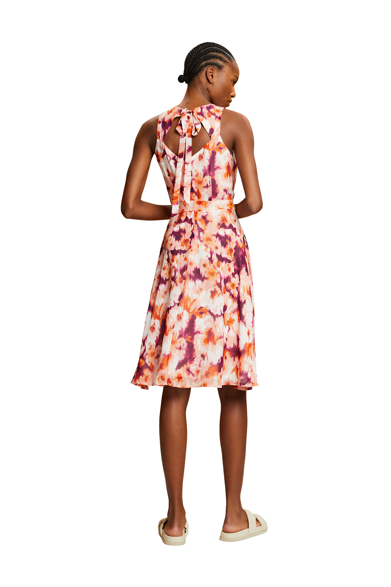 Vestido curto estampado sem mangas - Multicolorido