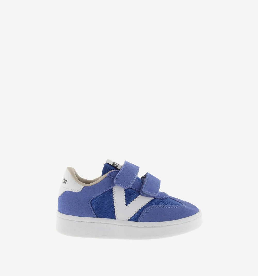 MILLAS BRIDES NYLON ET CUIR FENDU Baskets monochromes pour enfant AZUL