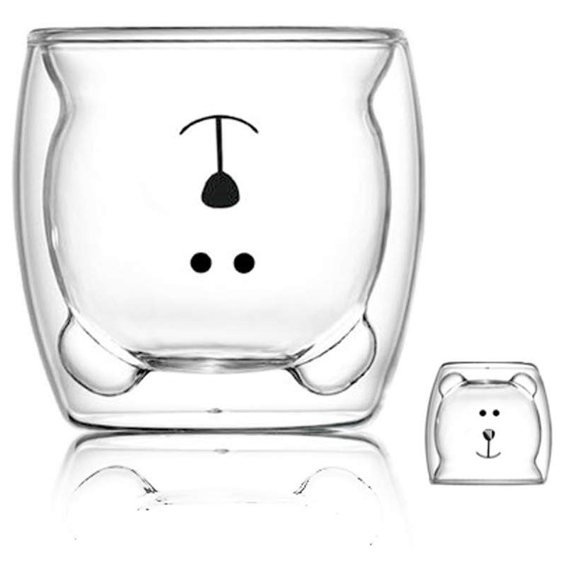 (250ml) Doppelwandiges Cappuccino Glas Kaffee Cup Tee Tasse - Bär