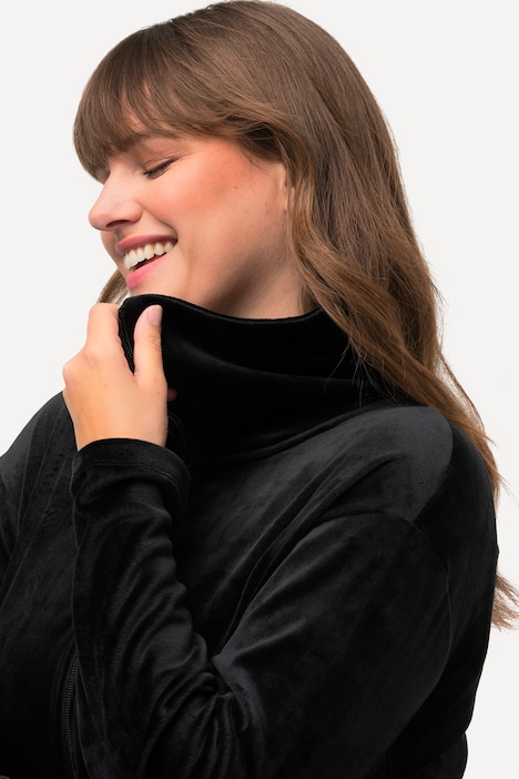 Loungewear-Nickijacke, Umfallkragen, Langarm, recycelt