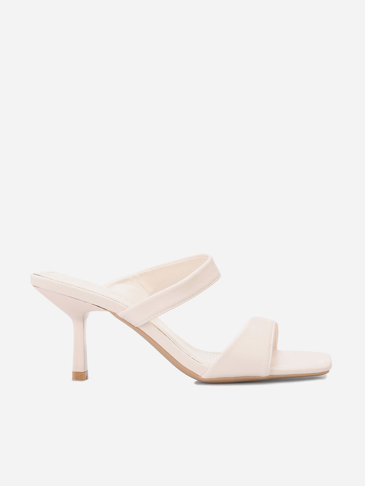 Mules asymétriques et bout carré- Beige