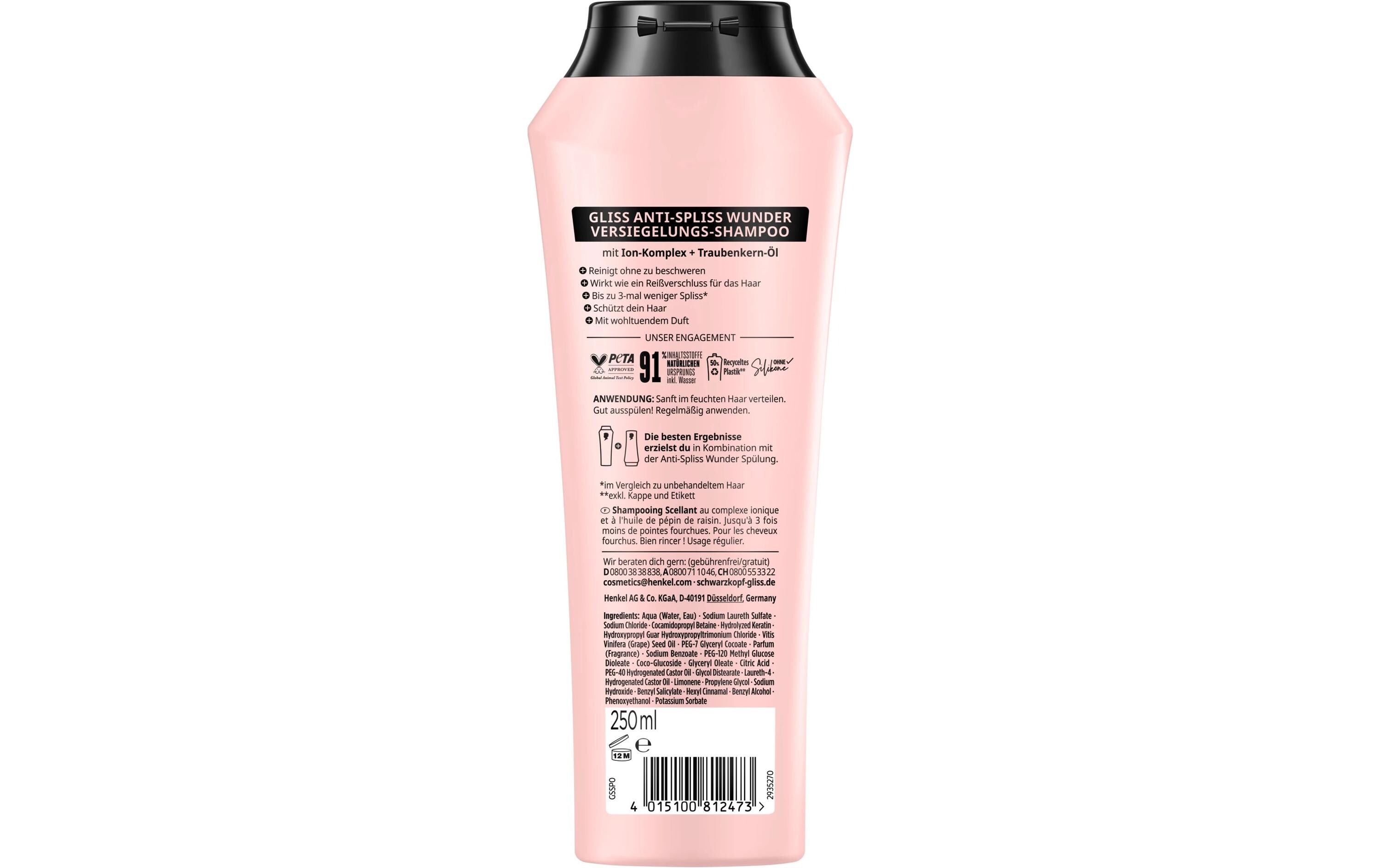 Shampoo Anti-Spliss Wunder 250 mlHaarshampoo versiegelt Spliss langanhaltend
