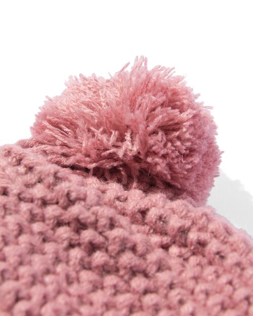 bonnet bébé avec cache-oreilles en maille rose