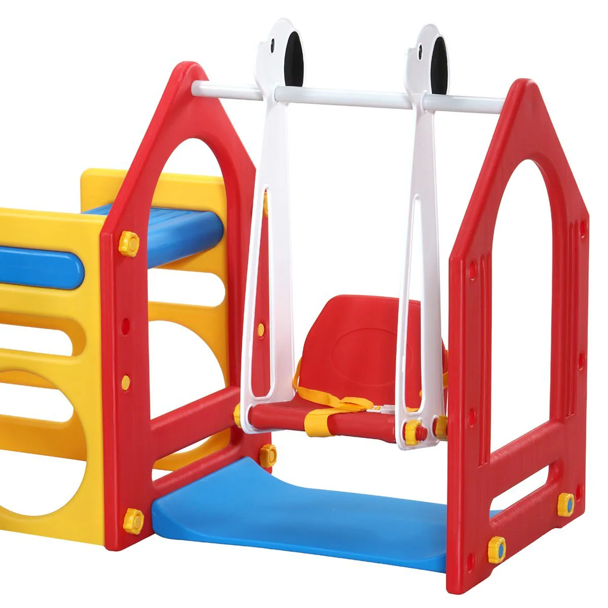 Kinder Spielhaus mit Rutsche Schaukel 155x135cm Spiel-Turm Kletter-Haus Kunststoff Kinderspielhaus