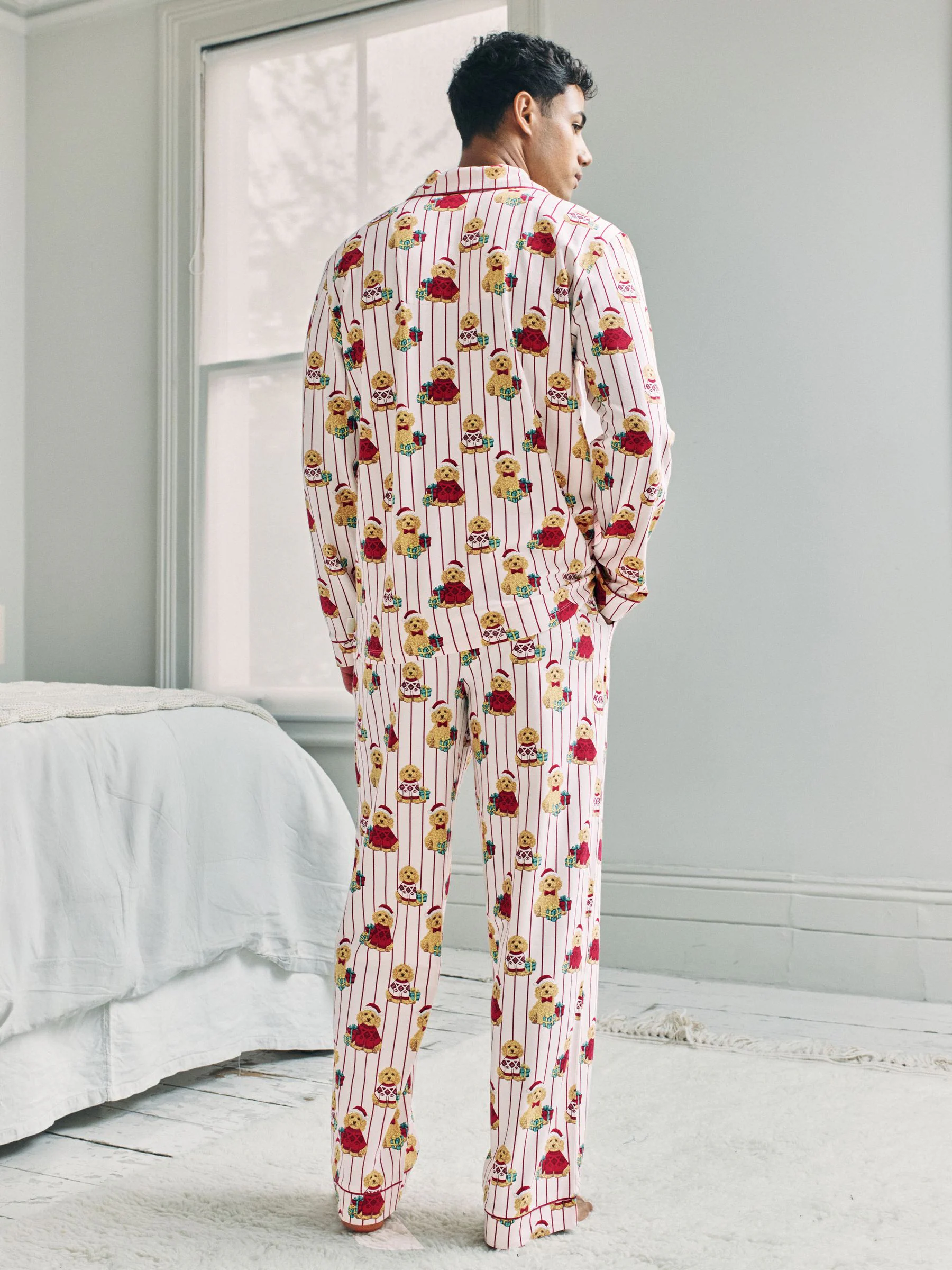 Chelsea Peers Cotton Chip the Christmas Cockapoo Dog Print Long Pyjamas Set