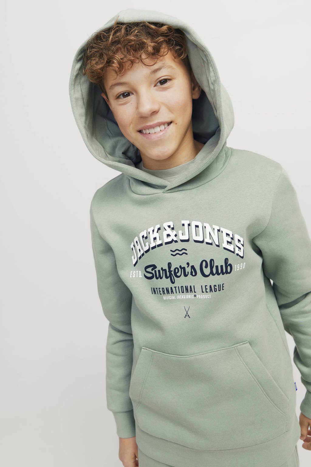 JACK & JONES hoodie JJELOGO met logo zachtgroen