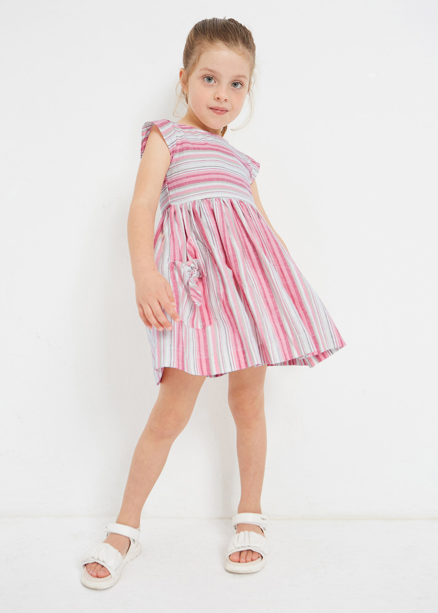 Vestido de linho estampado para meninas