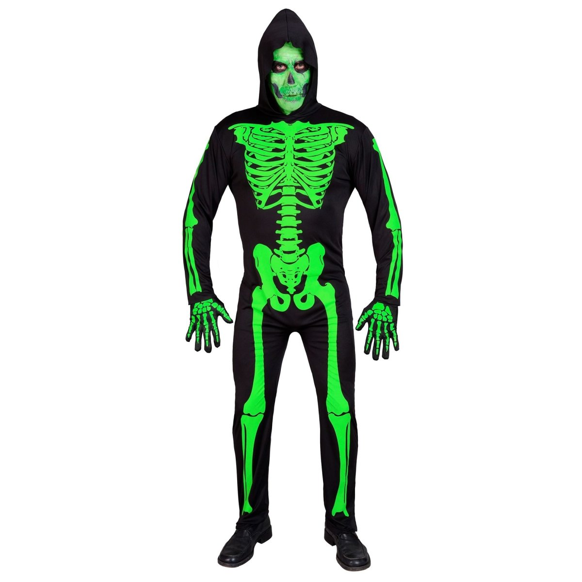 Halloween Kostuum Zwart Groen Heren Skelet 2 delig