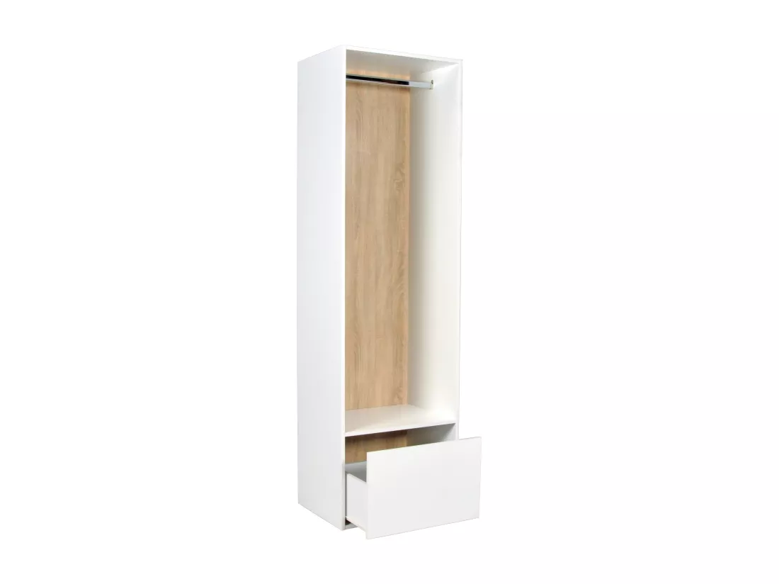 Dressing d'angle modulable - L144,5 cm - Blanc et naturel - TAMOKA