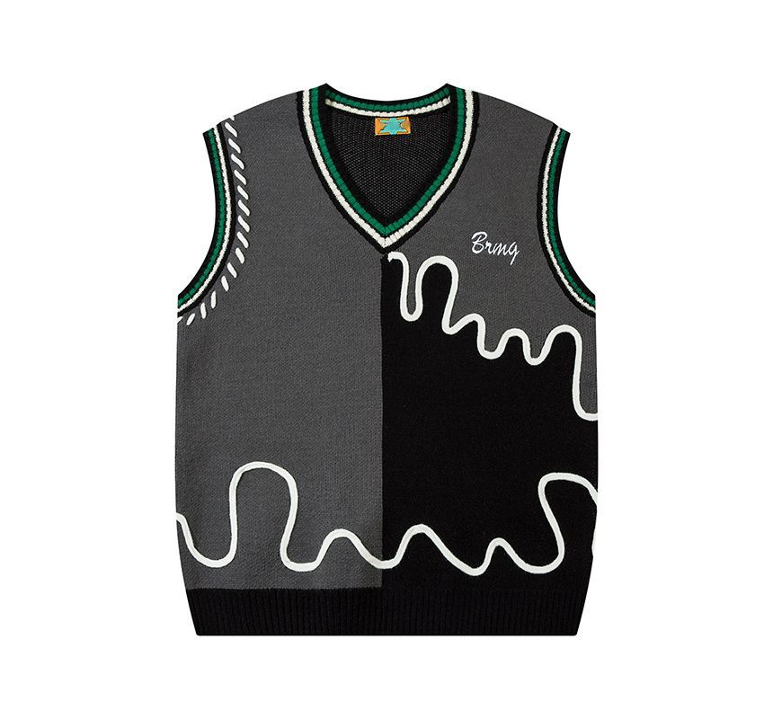 Sagidolls - V-hals trui met letters in twee kleuren