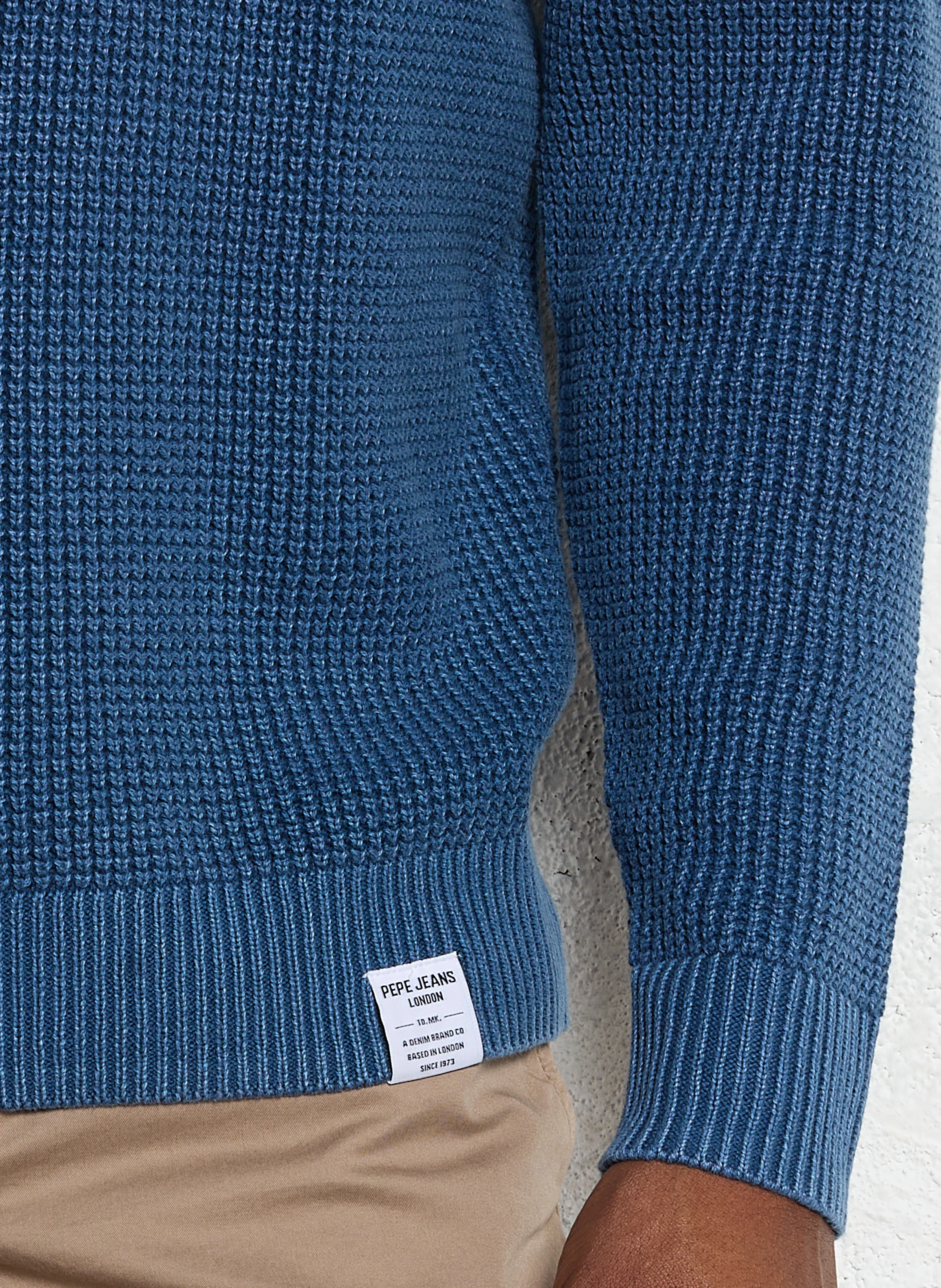 MADDOX - Pull droit col rond en coton | Bleu